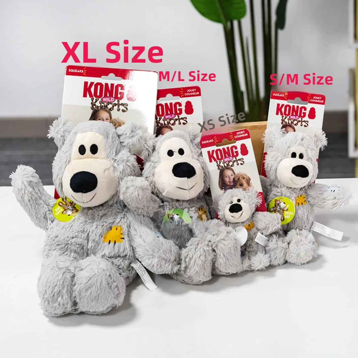 Kong Patch Bear Chew Resistant Plush Toy Sound Making Stress Relief Tug of War for Puppies And Adult Dogs Pet Toys Short Plush