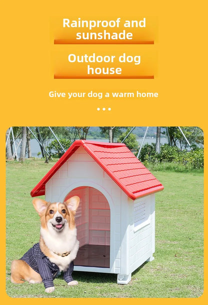 Outdoor Plastic Dog Kennel – Rainproof, Ventilated, Detachable