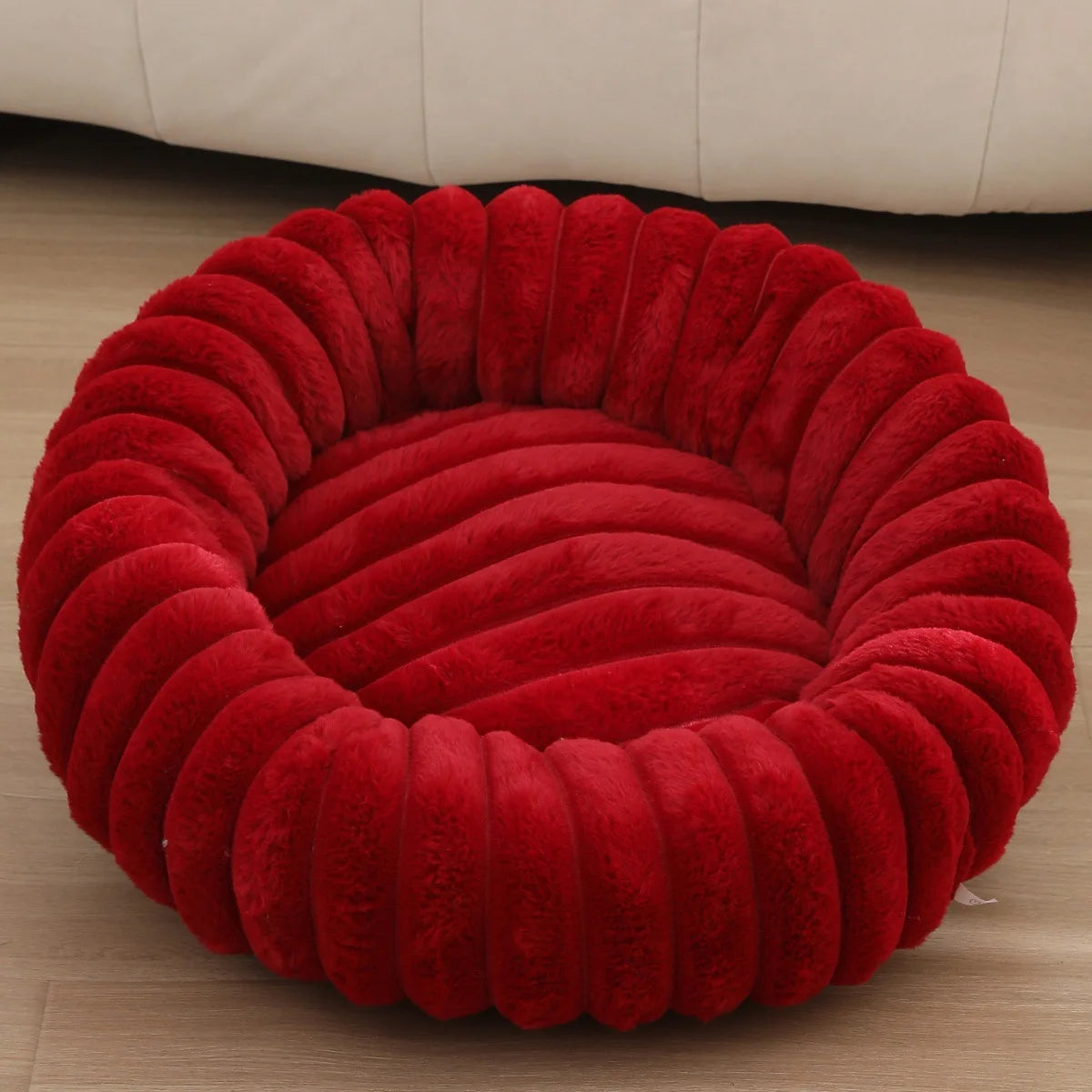 Round Plush Dog Bed for Medium Pets, Winter Soft Nest