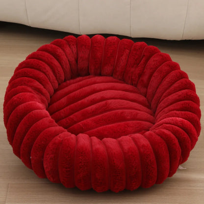 Round Plush Dog Bed for Medium Pets, Winter Soft Nest