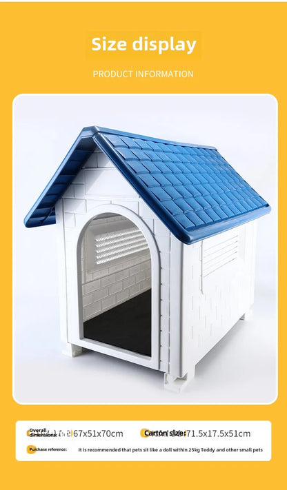 Outdoor Plastic Dog Kennel – Rainproof, Ventilated, Detachable