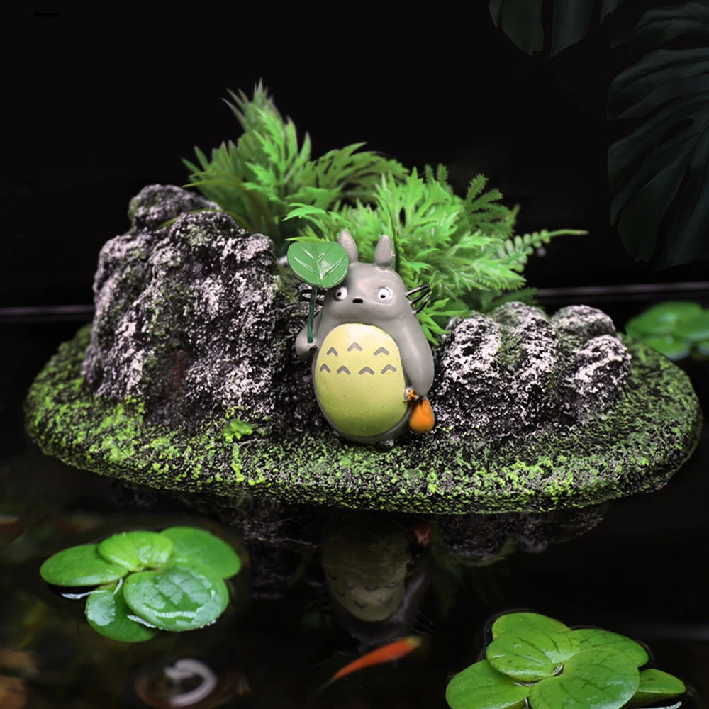 Suspended Island Fish Tank Decorative Creative Floating Stone Simulation Plants Caverns Crafts Ornaments Aquarium Accessories