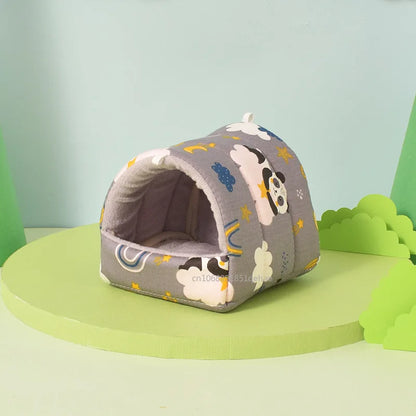 かわいい漫画のウサギのリスのミニケージモルモットの巣小動物のマウスラットペットの睡眠ベッドハムスターハウス冬暖かいソフトマット