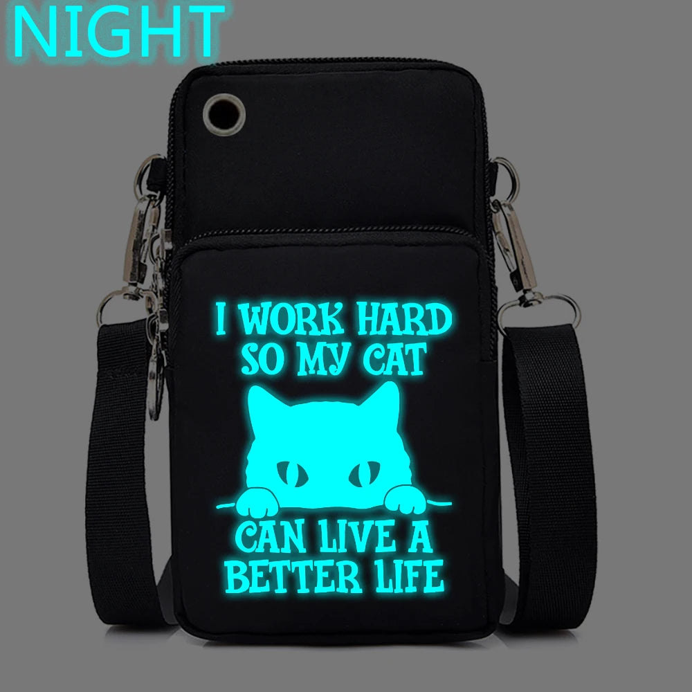 Women Luminous Messenger Bag Animal Lovers Hanging Neck Purse