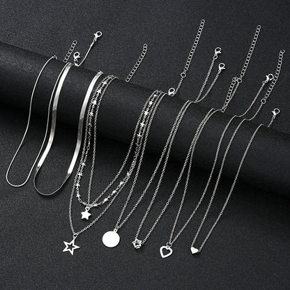 10 Pcs Fashion Butterfly Necklaces For Women Boho Vintage Colorful Simple Pendant Choker Chain 2024 New Jewelry Gifts Wholesale