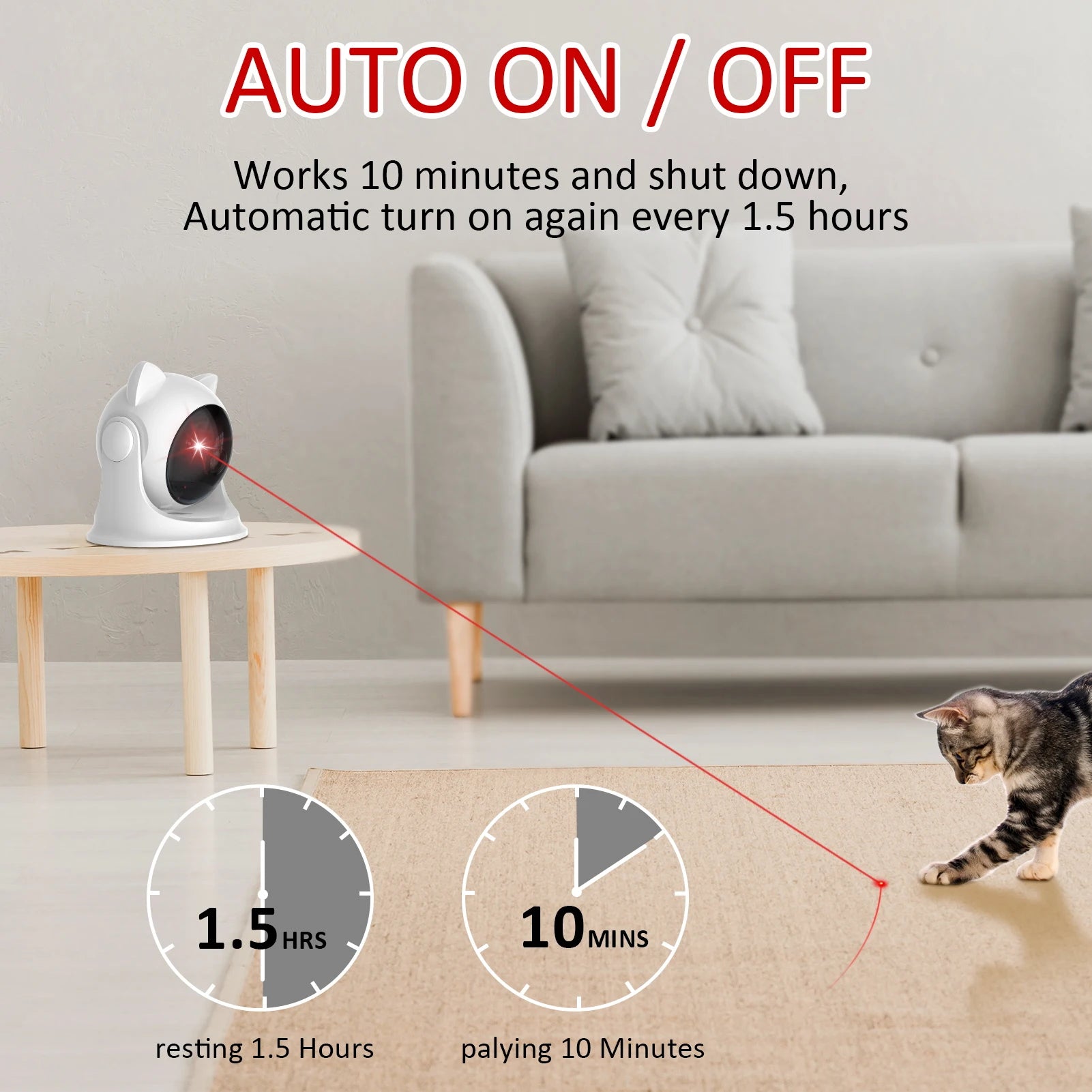 Cat Laser Toy Automatic Rechargeable Motion Random Activated Interactive Cat Toys for Indoor Cats/Dog/Kittne Slow and Fast Mode