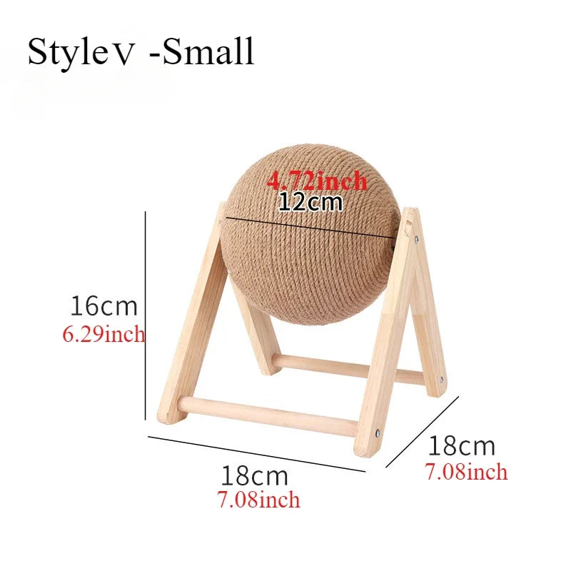 Cat Scratching Ball Toy Sisal and Wood Stable Triangle Cats Indoor Stuff Sturdy Scratching Cool Scratch on Stand Spin/cat Toys