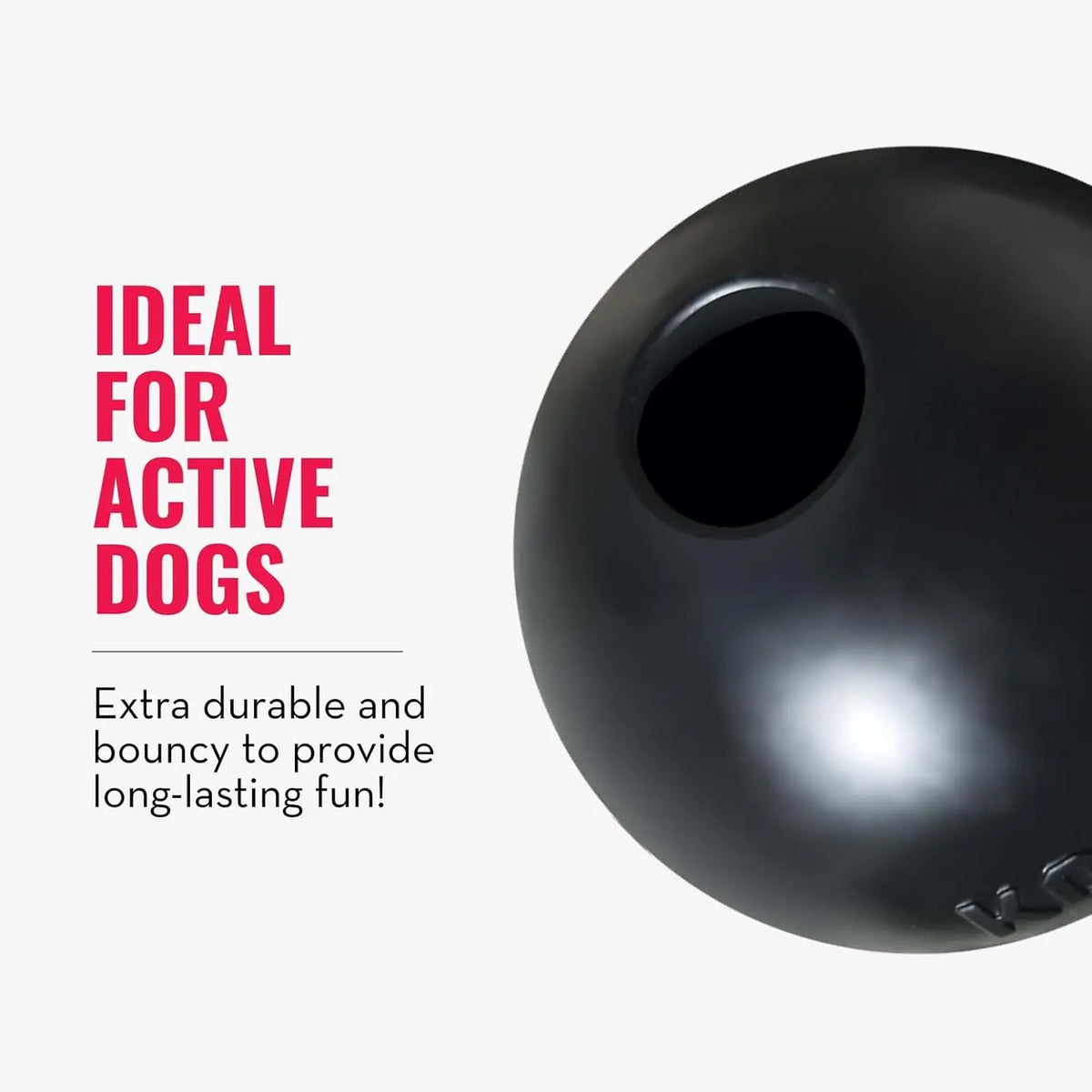 KONG Extreme Ball with Hole - Fetch Toy - Durable Dog Toy  - Natural Extreme Rubber Ball - Black - for Large/Medium Dogs