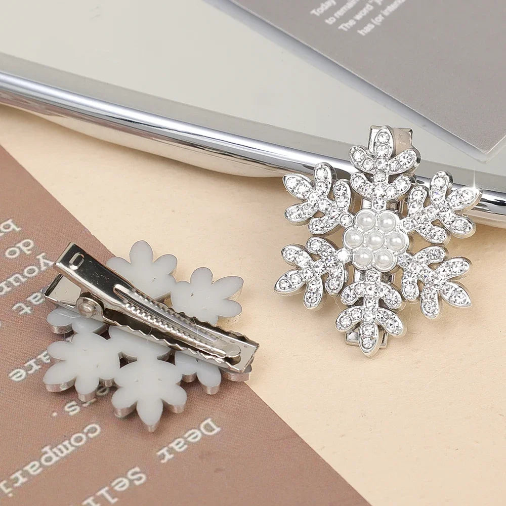 Petshomesupplies /5pcs Snowflake Rhinestone Hair Clips Crystal Hairpin for Women Barrette Wedding Bridal Christmas Ornaments Hair Accessories