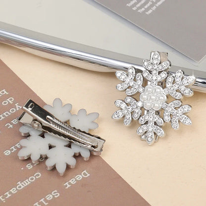 Petshomesupplies /5pcs Snowflake Rhinestone Hair Clips Crystal Hairpin for Women Barrette Wedding Bridal Christmas Ornaments Hair Accessories