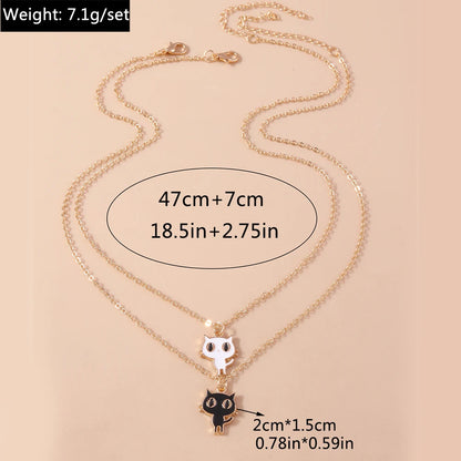 Cute Enamel Dog Cat Paw Necklaces for Women Men BFF Best Friends Couple Matching Pendant Necklace Set Birthday Gifts