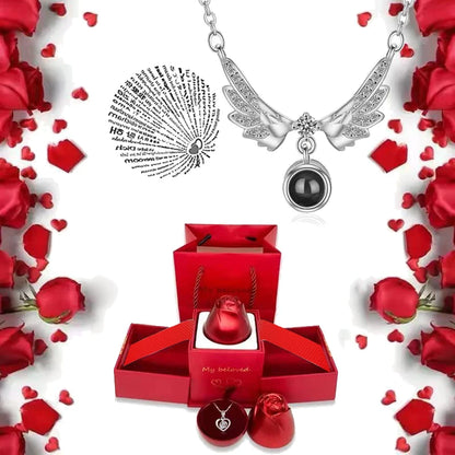 I Love You Necklace With Rose Gifts Box 100 Languages Projection Pendant Jewelry For Girlfriend 2023 New In Romantic Accessories