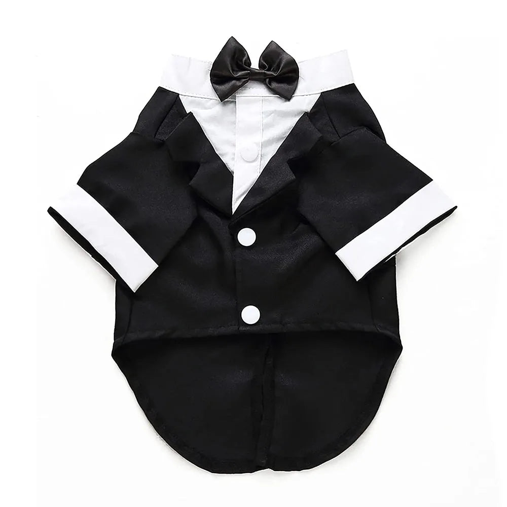 Dog Tuxedo Formal Dog Clothes Shirt Costume Wedding Attire Party Bow Tie Suit for Dogs Cat Outfit Birthday Christmas Pet Costume