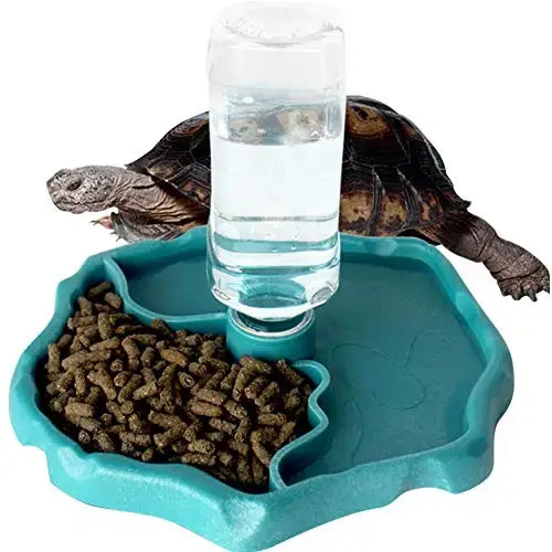 Reptile Feeders Waterer Automatic-refilling Turtle Water Dispenser Bottle Tortoise Food Water Bowl Feeding Dish for Lizards