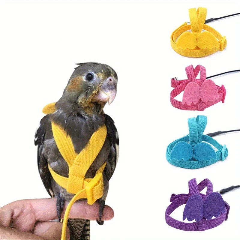 Adjustable Parrot Bird Harness Leash Set Anti-bite Training Harness Parrots Outdoor Flying Rope Cockatiel Small Birds Supplies