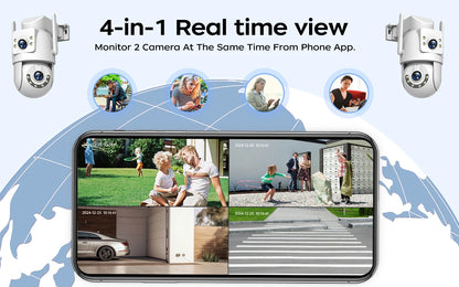 Jooan 4K 8MP 高清 Wifi PTZ 攝影機戶外 5G Wifi 雙鏡頭安全 IP 攝影機 5 倍變焦 AI 追蹤 ONVIF CCTV 監控攝影機