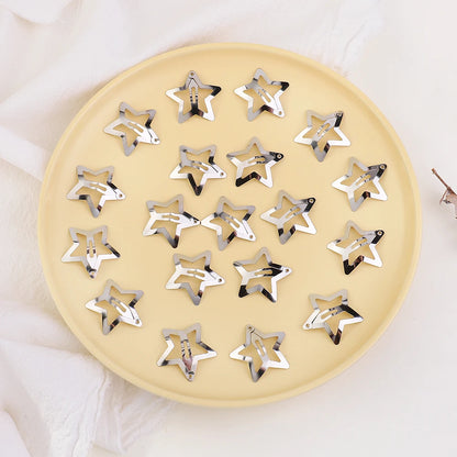 Petshomesupplies 10/100Pcs Silver Star Hair Clips for Girls Filigree Star Metal Snap Clip Hairpins Barrettes Hair jewelry Nickle Free Lead Free
