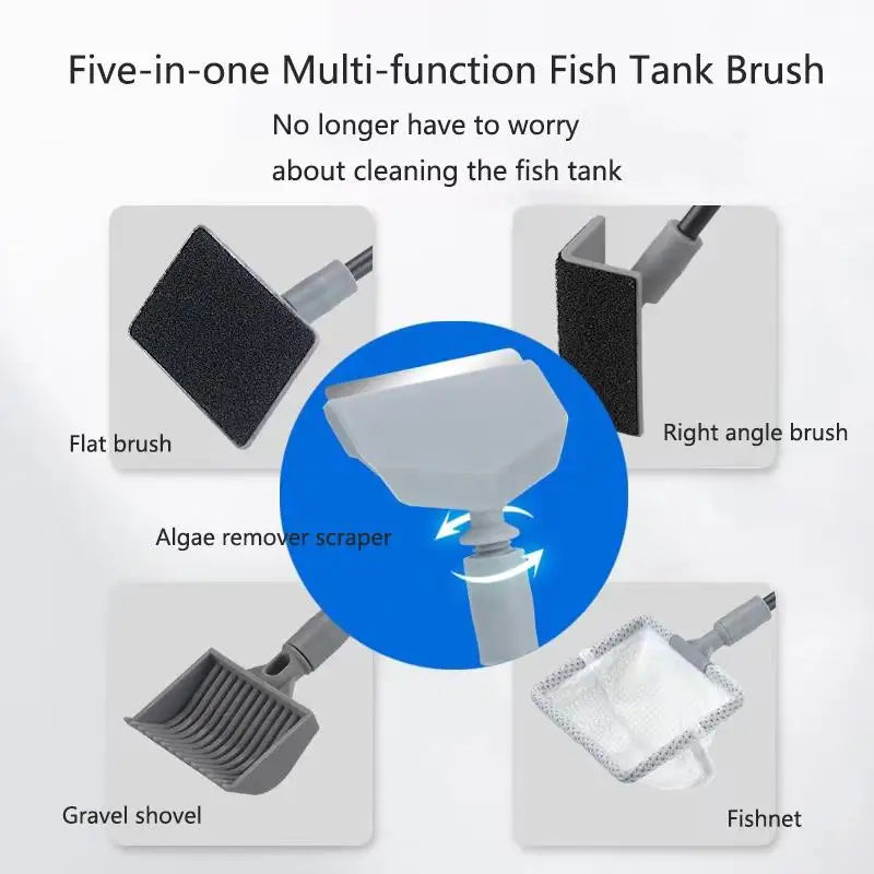 Aquarium Algae Tank Cleaner Set Fish Tanks Cleaning Tools Kit Aquarium Cleaner Fish Tank Net Scraper Sponge Accessories