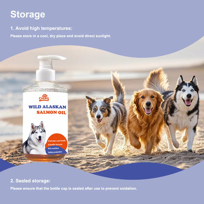 300ml Vet-Recommended Salmon Oil Liquid for Pets Reduces Shedding, Boosts Immunity & Joint Health, Shiny Coat & Heart Function