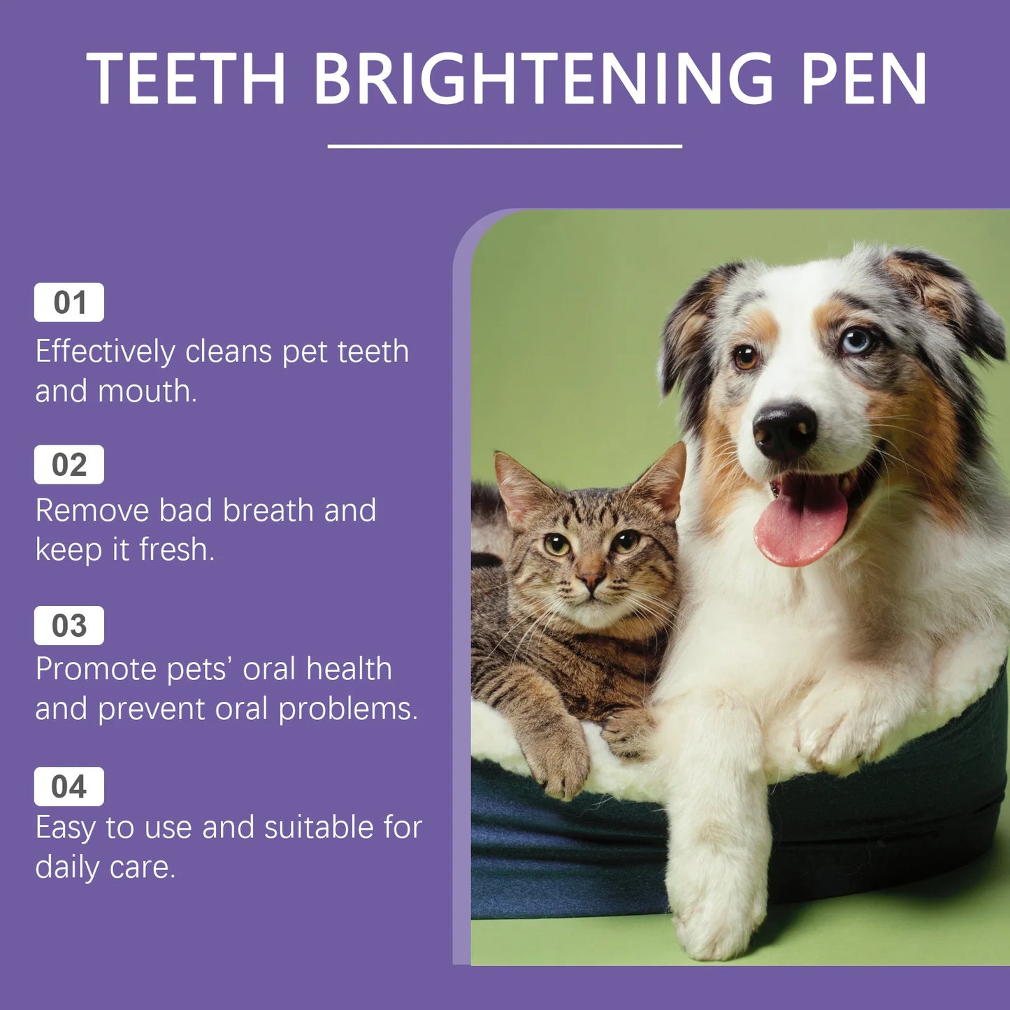 2pcs 3ml Pet Teeth Cleaning Gel Fresh Breath Tooth Whitening Toothbrush Tartar Removal Oral Care Teeth Repairing Dog Dental Pen