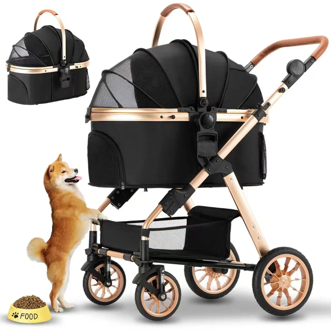 Pet Stroller Can Be Detached for Cats and Dogs The Large Space Is Comfortable and The Dog Stroller Is Easy To Fold