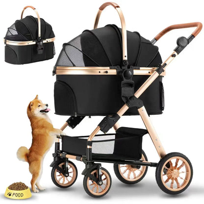 Pet Stroller Can Be Detached for Cats and Dogs The Large Space Is Comfortable and The Dog Stroller Is Easy To Fold