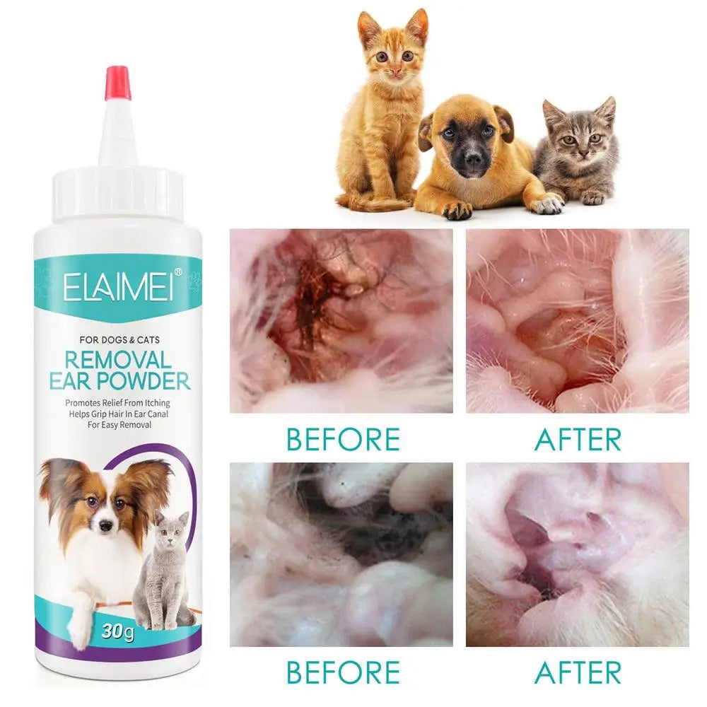 Dog Ear Powder 30G Ear Wash Powder Safe Dog Cleaner for Healthy Ears Odor Removal Pet Accessories Ear Cleaner for Rabbits Cats