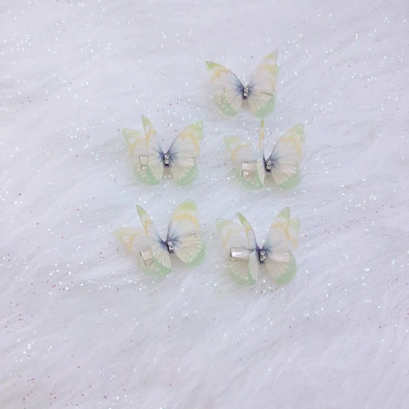 5PCS New Cute Princess Mesh Double-layer Butterfly Lovely Girls Hairpins Children Headwear Hairgrip Hair Clips Hair Accessories