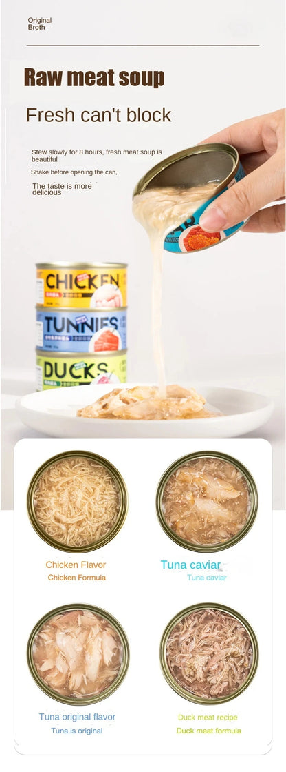 New Snacks Canned Cat Main Food Jar Gollum Sauce Steamed Chicken Breast Nutrition Hydrating Gill Wet Food