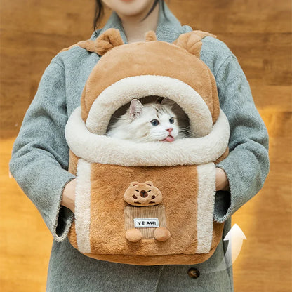 Kangaroo Carring Bag for Dogs Plush Keep warm bag Puppy Bicycle Moving Backpack  Pet Anti-escape Carrier Large Cat transporting