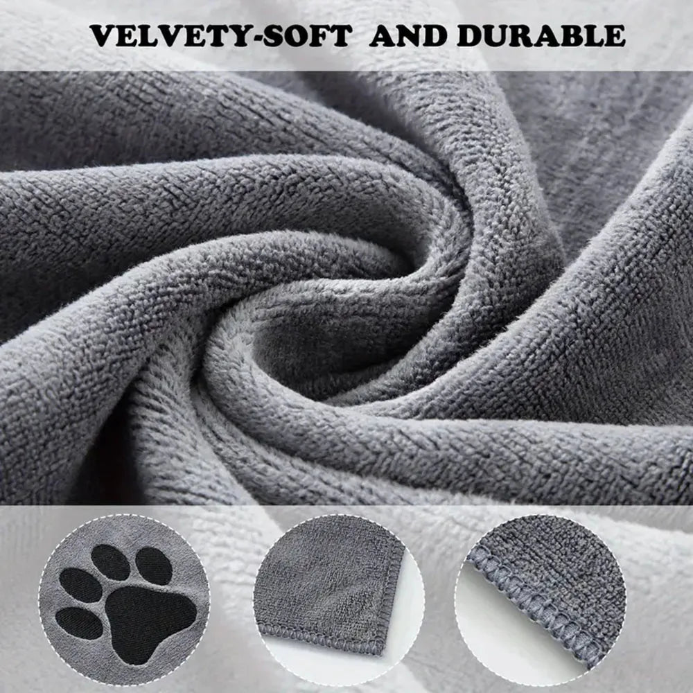 Microfiber Bath Tow Embroidered Super Soft Absorbent Quick Thick Dog Cat Blanet For Dogs Batoe Grooming Splies