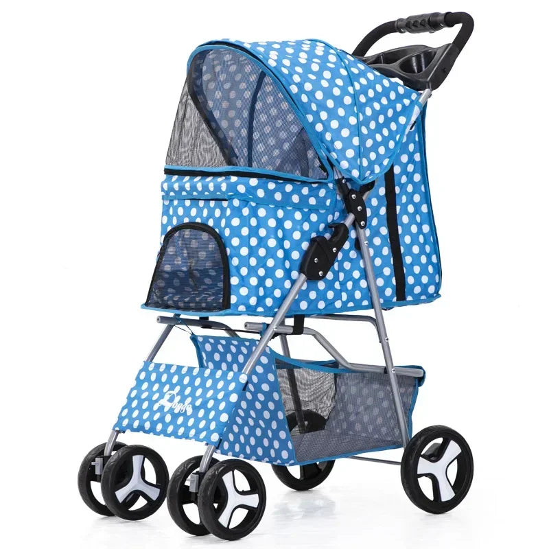 Portable Foldable Pet Stroller Four Wheel with Sunroof