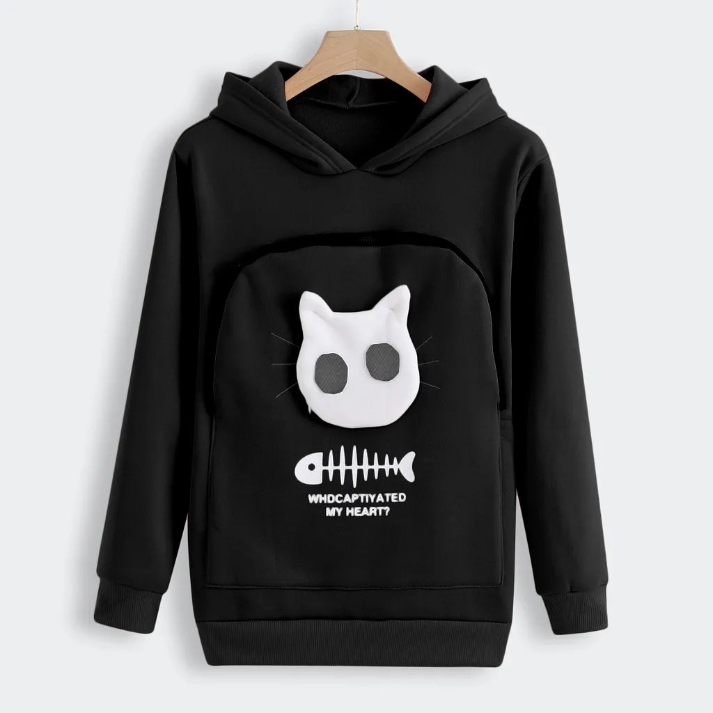 Winter Hoodies Sweatshirt Man Women Animal Pouch Hood Pullover Blouse Tops Lady Carry Dog Cat Breathable Sweatshirts 3XL