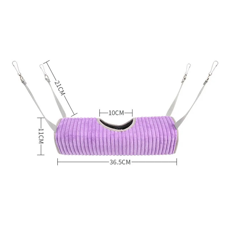 Hamster Cage Hammock Ferret Hide Tunnel Warm Rat Small Animals Play Tube Swing Sleeping Hanging Bed Nest Hideaway Toy
