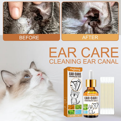 Pets Ear Cleaner Drops Prevents Itching Infection Inflammation Control Cats Ear Odors Dogs Removes Ear Mites Cleaning Liquid Set