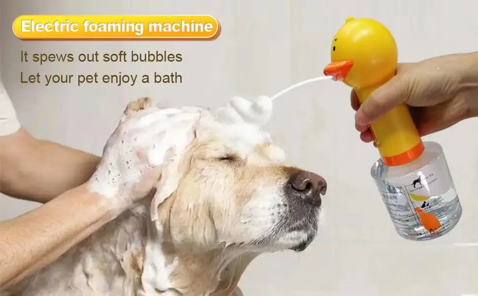 Electric Dog Shampoo Dispenser Dog Shampoo Sprayer Duck Shampoo Foamer for Pet, Foaming Soap Dispenser for Bathtub, Kitchen Sink