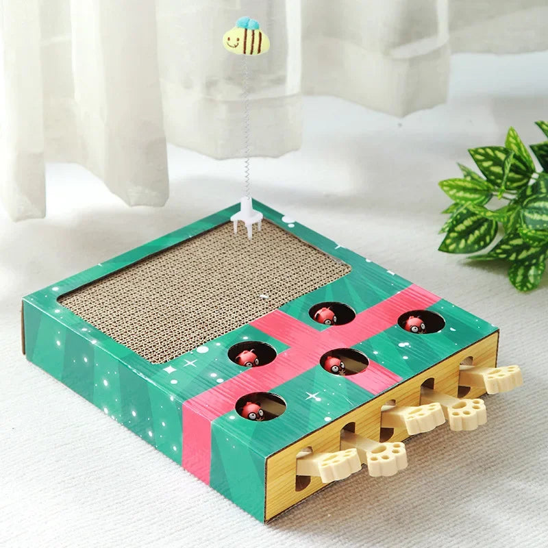 Cat Interactive Toys Groundhog Hunt Mouse Toys with Scratcher Pad 3 in 1 Relieve Boredom Funny Cat Hunting Toy Pet Cat Supplies