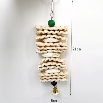 Bird Toys Chewing Toy Parrot Cage Bite Toys Corn Husks Color Wood Beads Entertainment Toys for Small and Medium Parrots Birds