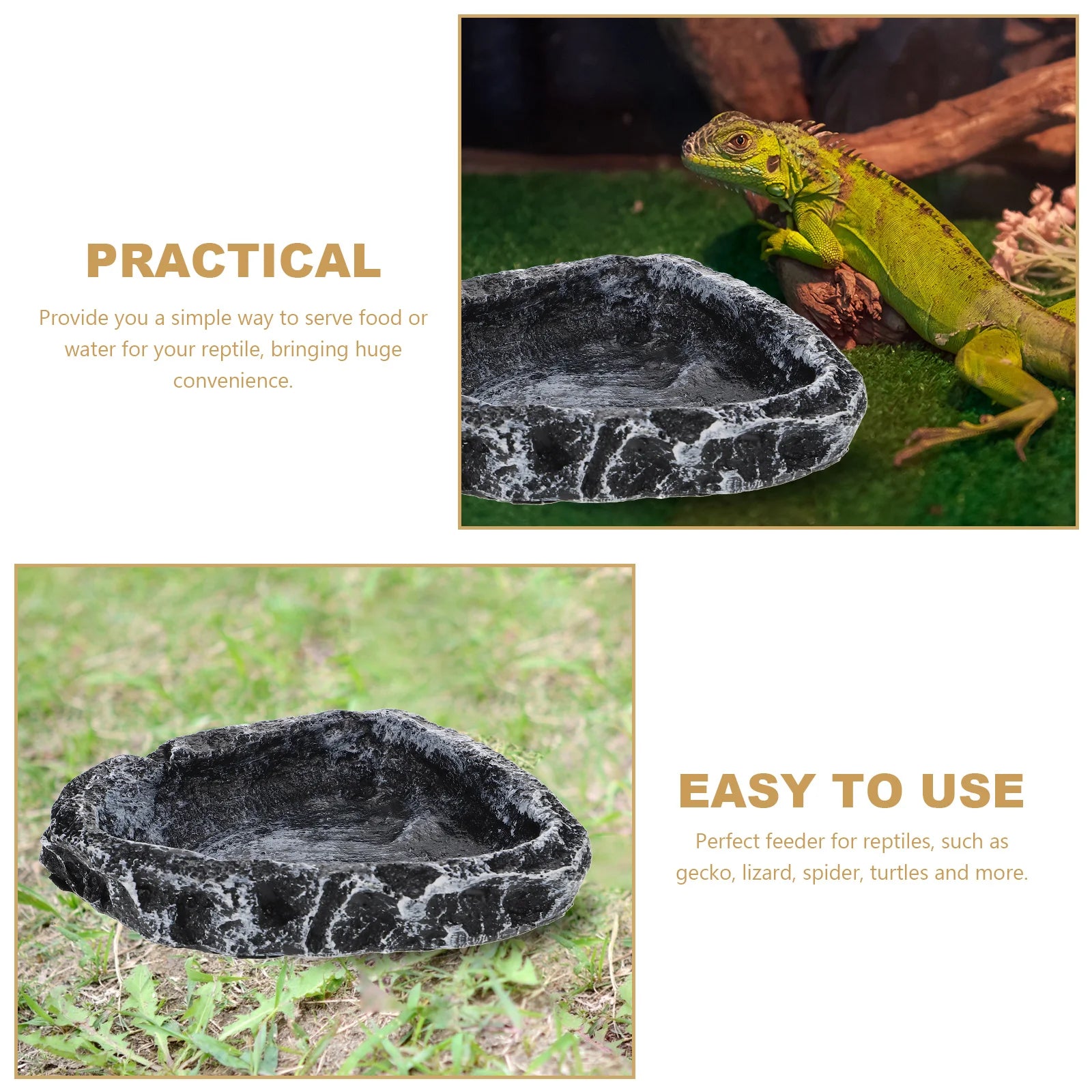 Durable Tortoise Water Dish Reptile Food Bowl Terrarium Container Pet Feeding Supplies Aquarium Decor