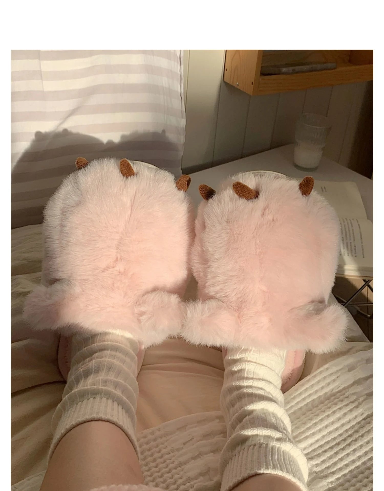 Cute Warm Cat Paw Cotton Slippers For Women's 2022 Winter Home Plush Anti-skid Slipper Funny Household Shoes