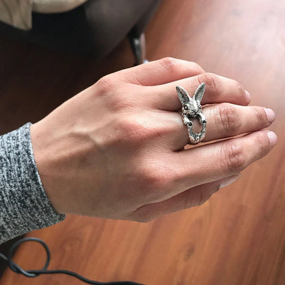 Cute Fortune Cat Shape Opening Rings For Women Silver Color Vintage Frog Toad Animal Delicate Finger Ring Girl Fashion Jewelry