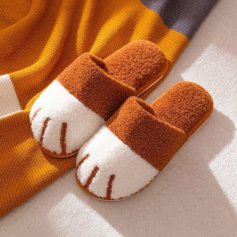 Pallene Winter Plush Slippers For Women Warm Cute Cat Paw Designer House Fur Slippers Indoor Bedroom Lovers Indoor Fluffy Shoes