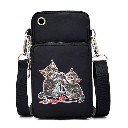 2024 Zipper Small Crossbody Bags Cartoon Anime Cat Women's Shoulder Purses and Handbags Girls Fashion Animal Mobile Phone Bag