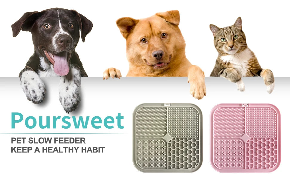 Poursweet 犬用舐めマット 吸​​盤付き スローフィーダー ペットの不安解消 猫の食事、ヨーグルト、ピーナッツバターのトレーニングに