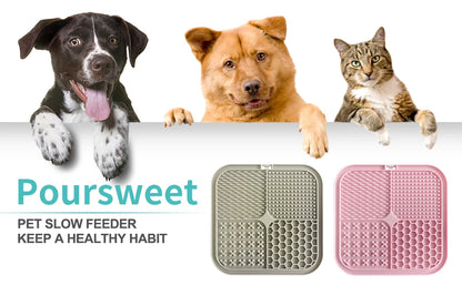 Poursweet 犬用舐めマット 吸​​盤付き スローフィーダー ペットの不安解消 猫の食事、ヨーグルト、ピーナッツバターのトレーニングに