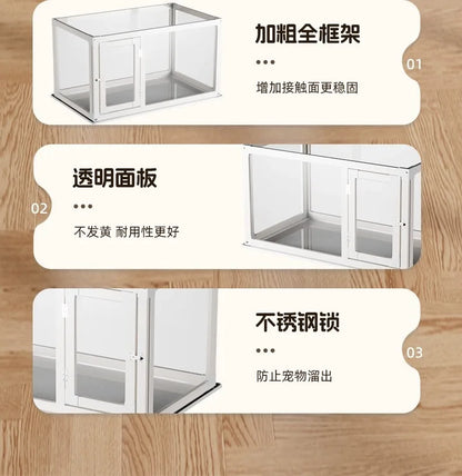 Panoramic Transparent Dog Fence – Visual Indoor Cat & Dog Cage