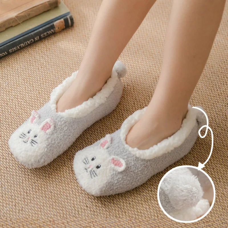 Fluffy Slippers Women winter warm Unicorn Dog Anti Slip Kawaii Fuzzy Ladies Panda Plush Soft Female Cartoon Shoes Home Indoor