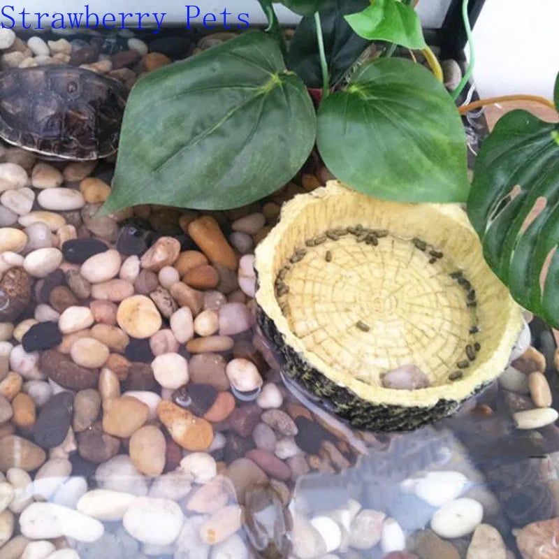 Resin Aquarium Pet Reptile Feeder Bowl Basin Food Water Pot Reptile Turtle Tortoise Scorpion Lizard Crabs Supplies 10cm