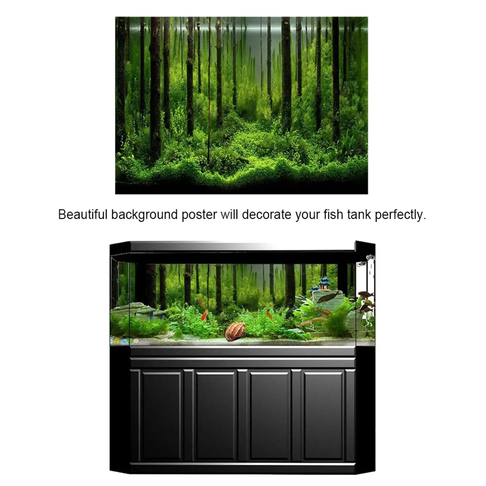 3D Double-sided Aquarium Landscape Sticker Poster Fish Tank Ocean Sea Plants Background Sticker Decoration Aquarium Accessories