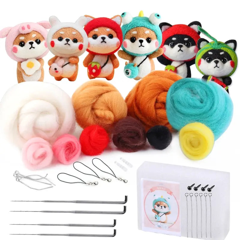 1 Pcs petshomesupplies Wool Felting Package Material Animal Handmade Toy Non-Finished DIY Arts Crafts Needlework Yarn Needle Felting Starter Kit